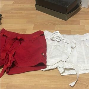 Red and White Casual Shorts Set